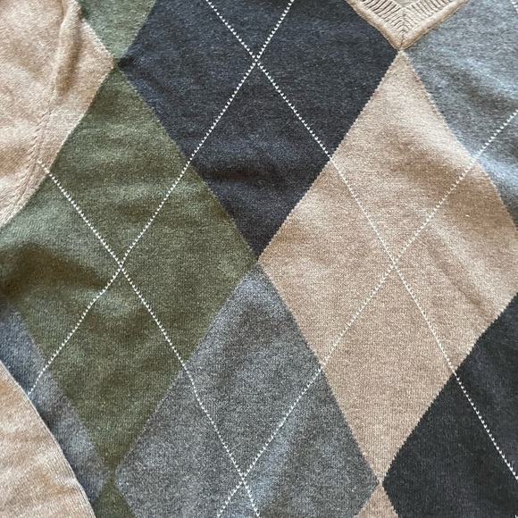 Claiborne Men's V-Neck Argyle Sweater - Brown, Green, and Black - Picture 4 of 7